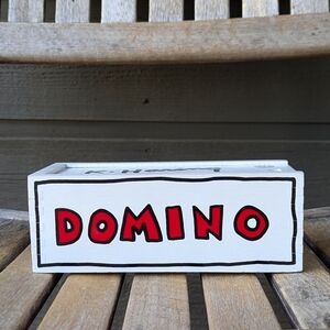 Vintage 1993 K. Haring Wooden Domino Game Set White Black Red Made in France